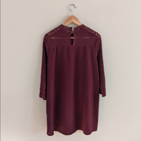 Anthropologie ENTRO Burgundy Crochet Lace Tunic DRESS SZ L HOLIDAY BOHO - Picture 3 of 15